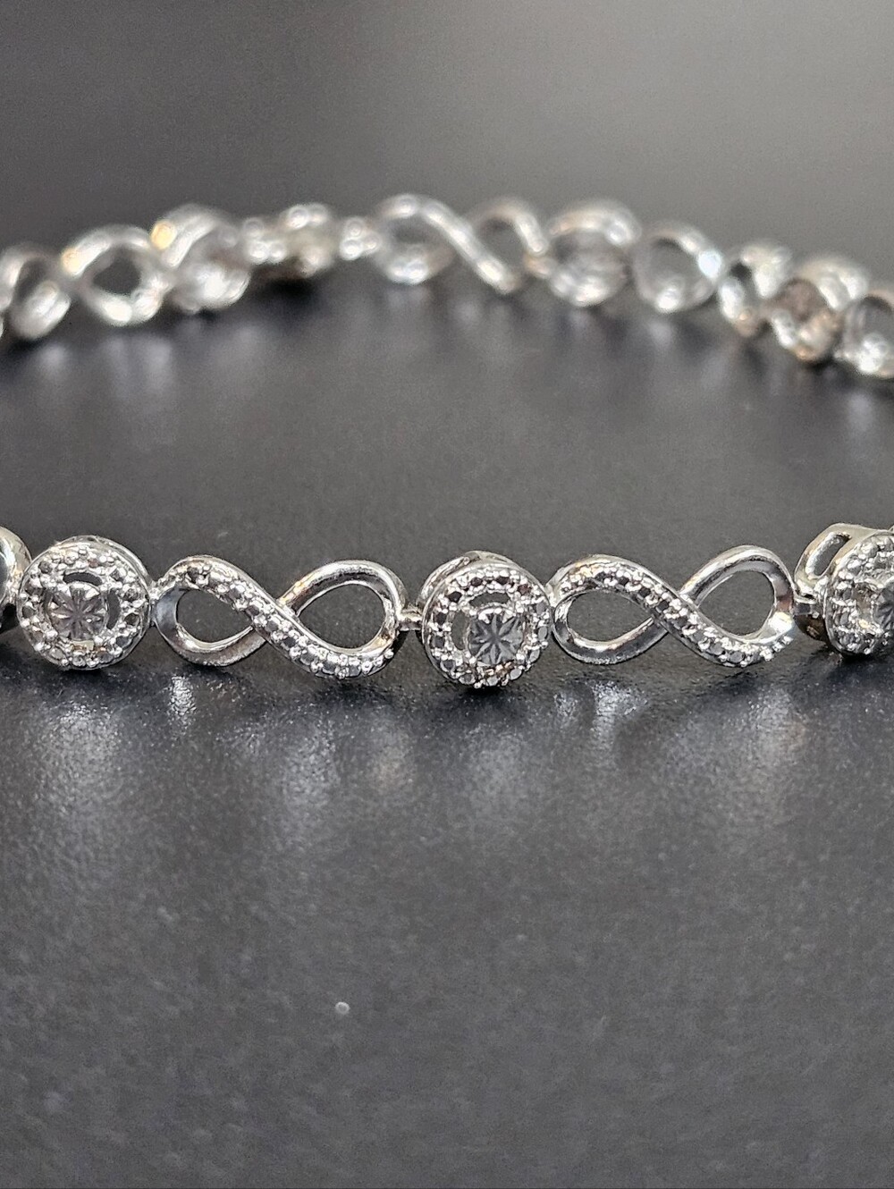 925 JWBR Infinity Link Diamond Cut Sterling Silver Tennis Bracelet 7.25"